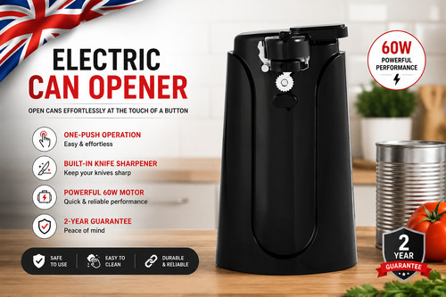 Black electric tin - tin, opener
